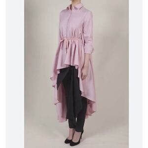 PALMER // HARDING Sz 2/4 XS Super Shirt Cotton Wool Flannel Asymmetric Top